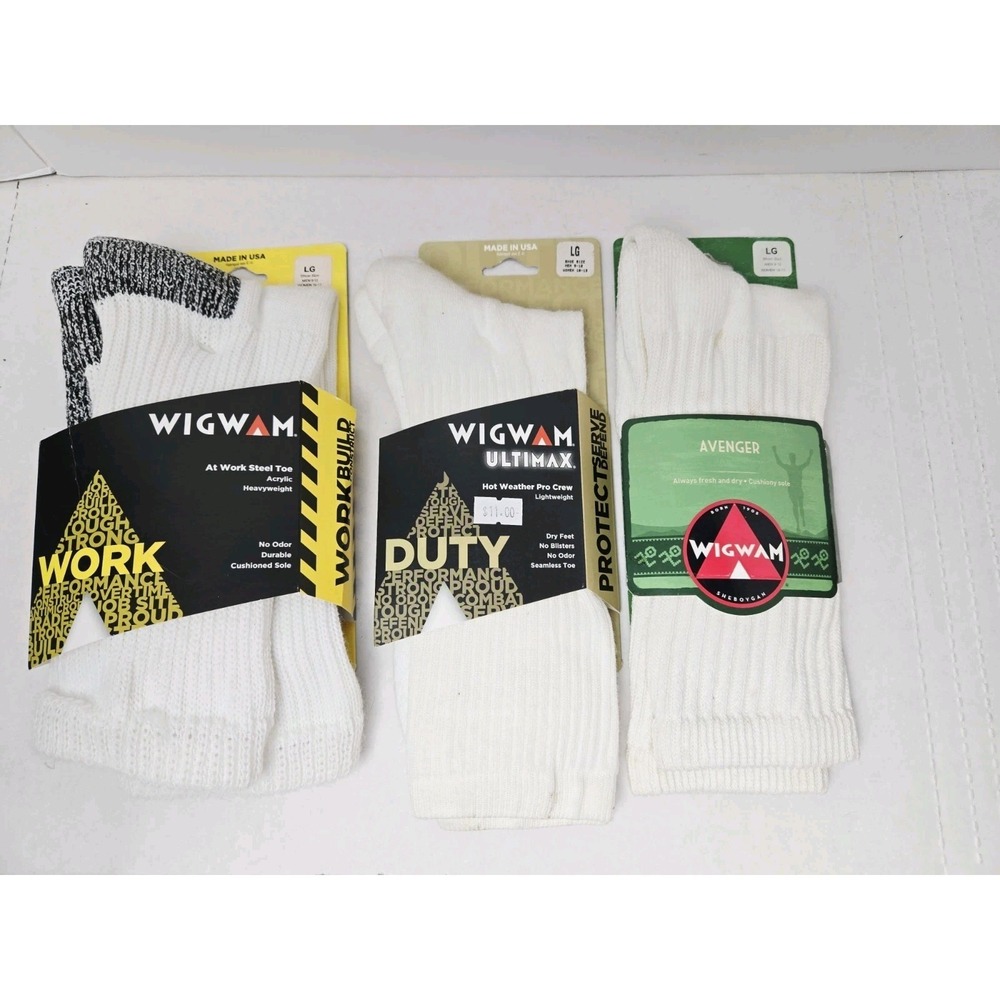 Wigwam work boot socks NEW Unisex sz Large 3 pairs